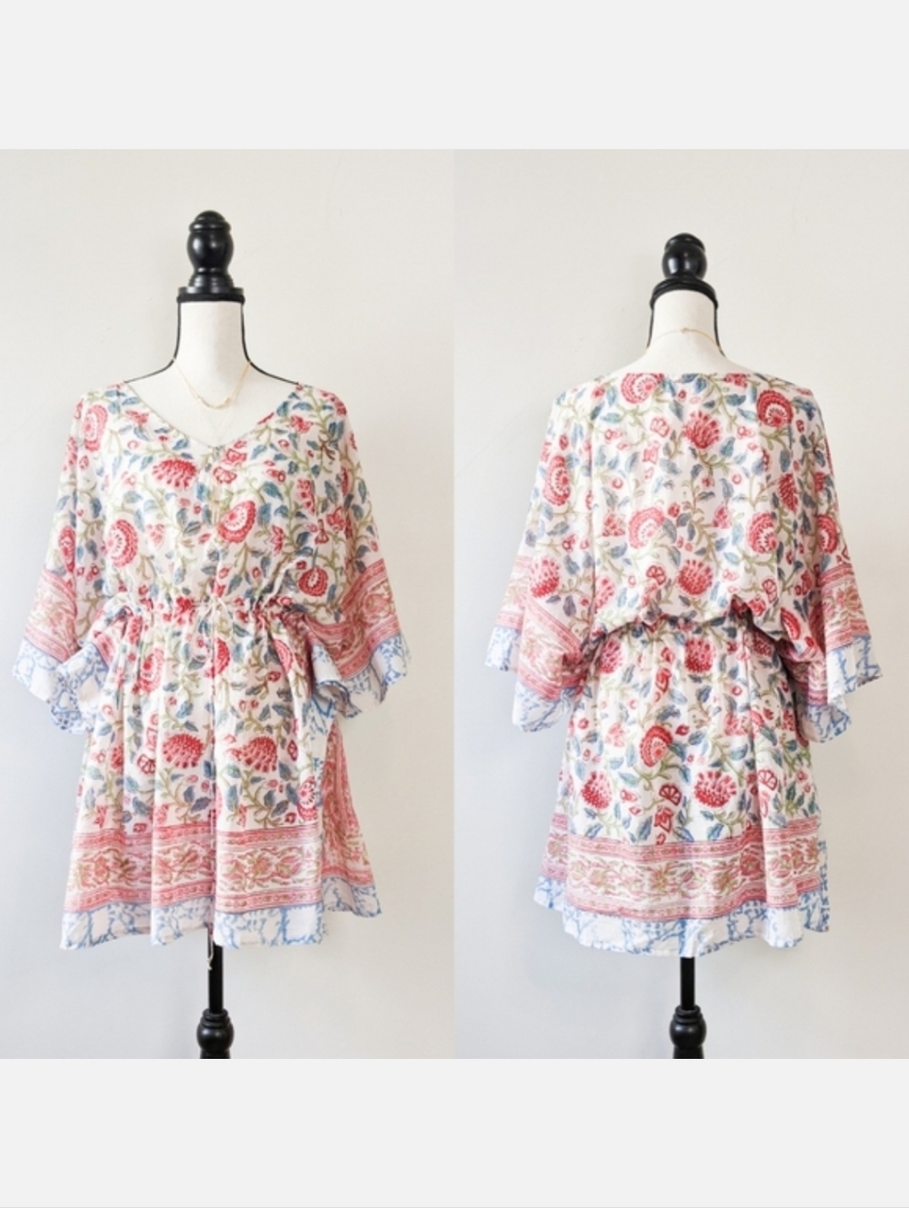 NWT Sevya Handmade Coral Floral Caftan